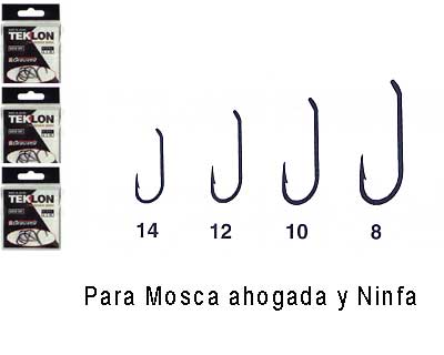 Anzuelos de Carbono Para Mosca ahogada y ninfa TEKLON 60/u