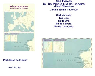 Carta N�utica antihumedad. R�as Baixas. R�o Mi�o-R�a de Cedeira